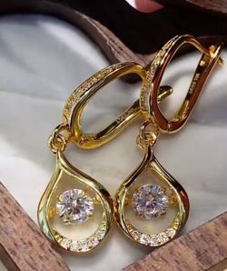 18K Gold-Plated Moissanite 1ct Y2K Glow of Firefly Teardrop Dangle Earrings