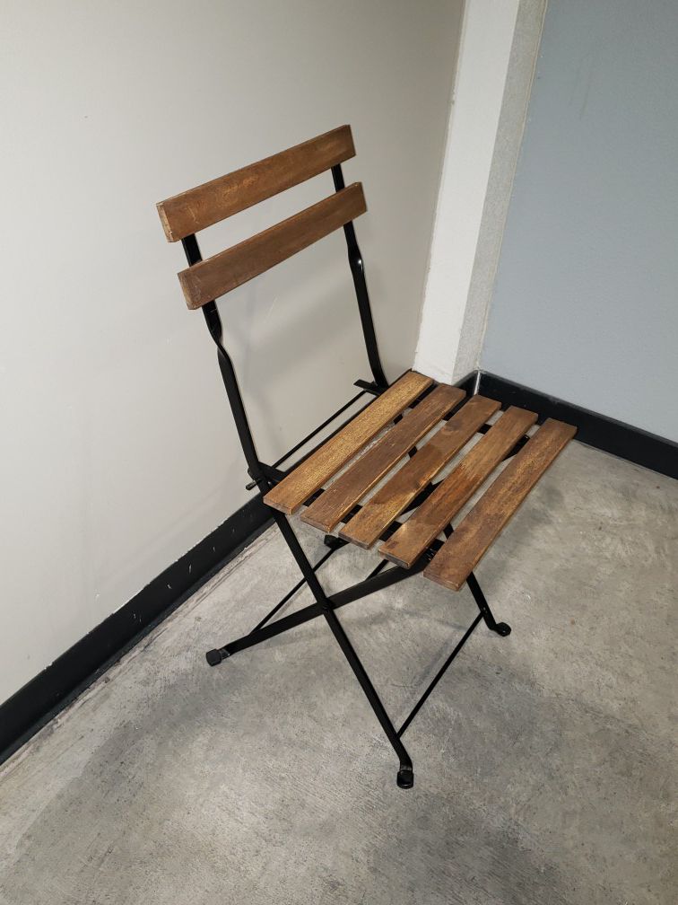 Fold up metal and wood chair