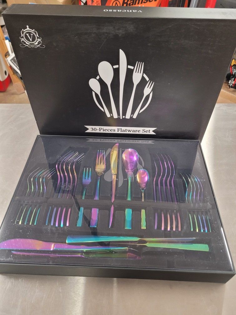 Vancasso Bunt Color 30-piece Flatware Set