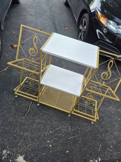 Gold Metal 3-Tier Shelf with Music Note Detail