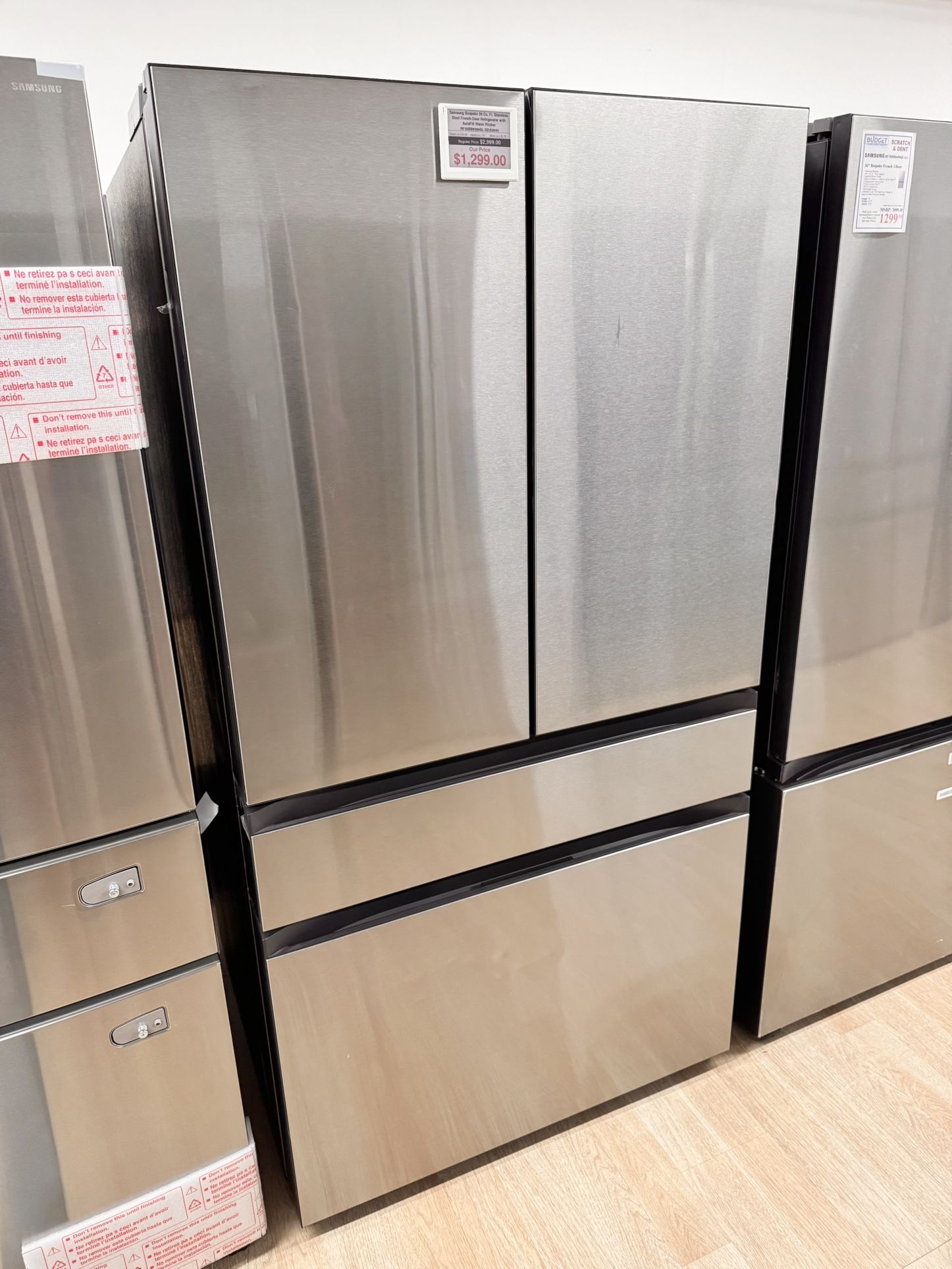 New Samsung Bespoke 29 Cu. Ft. Stainless Steel French Door Refrigerator with AutoFill Water Pitcher RF29BB8200QL