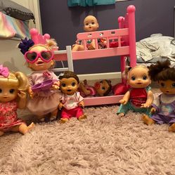 Baby Alive Dolls, Crib Was Sold - 2 Plastic Brunettes Not For Sale