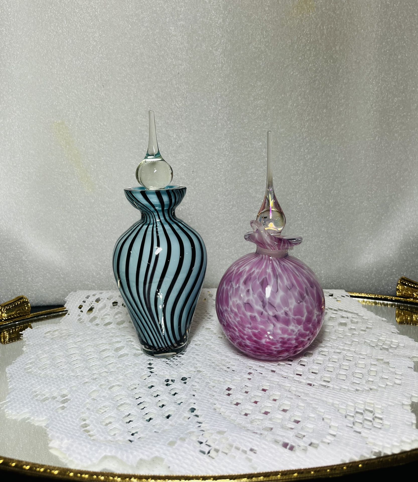 2 Vintage Glass Perfume Bottles