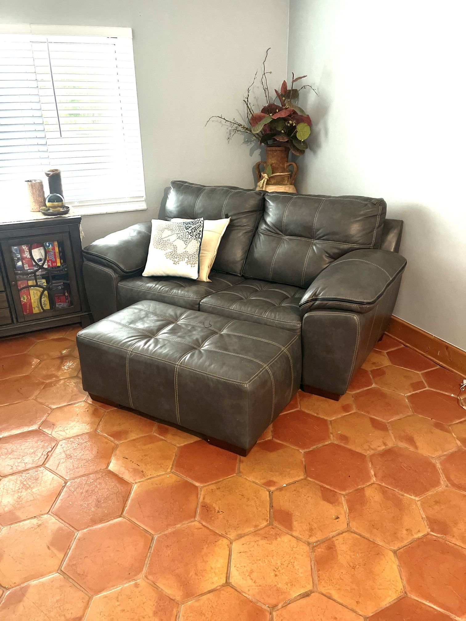 Leather Loveseat And Over Sized Leather Chair 