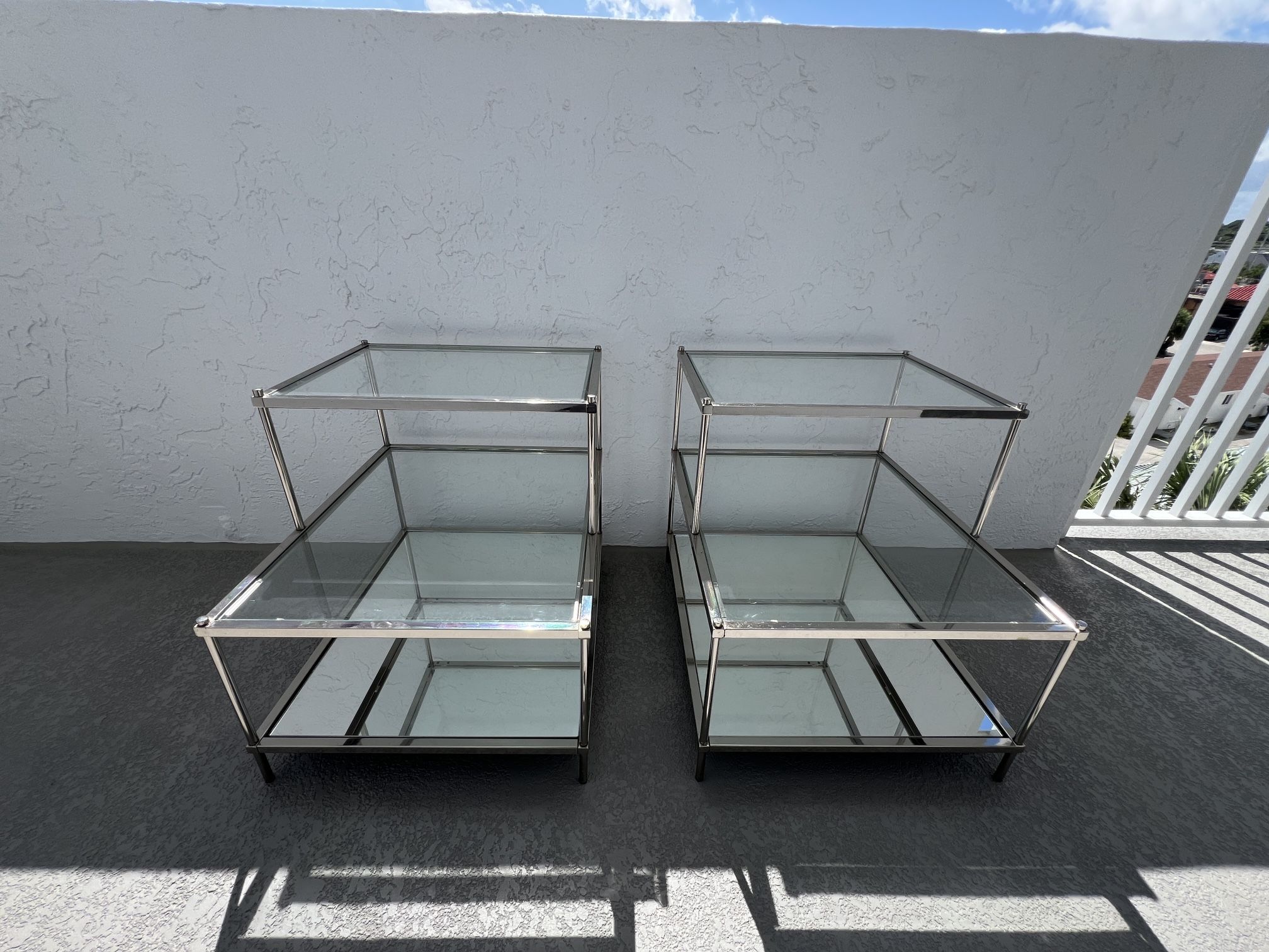Pair of West Elm Terrace Side Tables in Chrome.