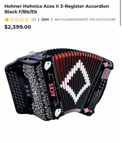 Hohner Hohnica Aces II 3-Register Accordion – Black F/Bb/Eb