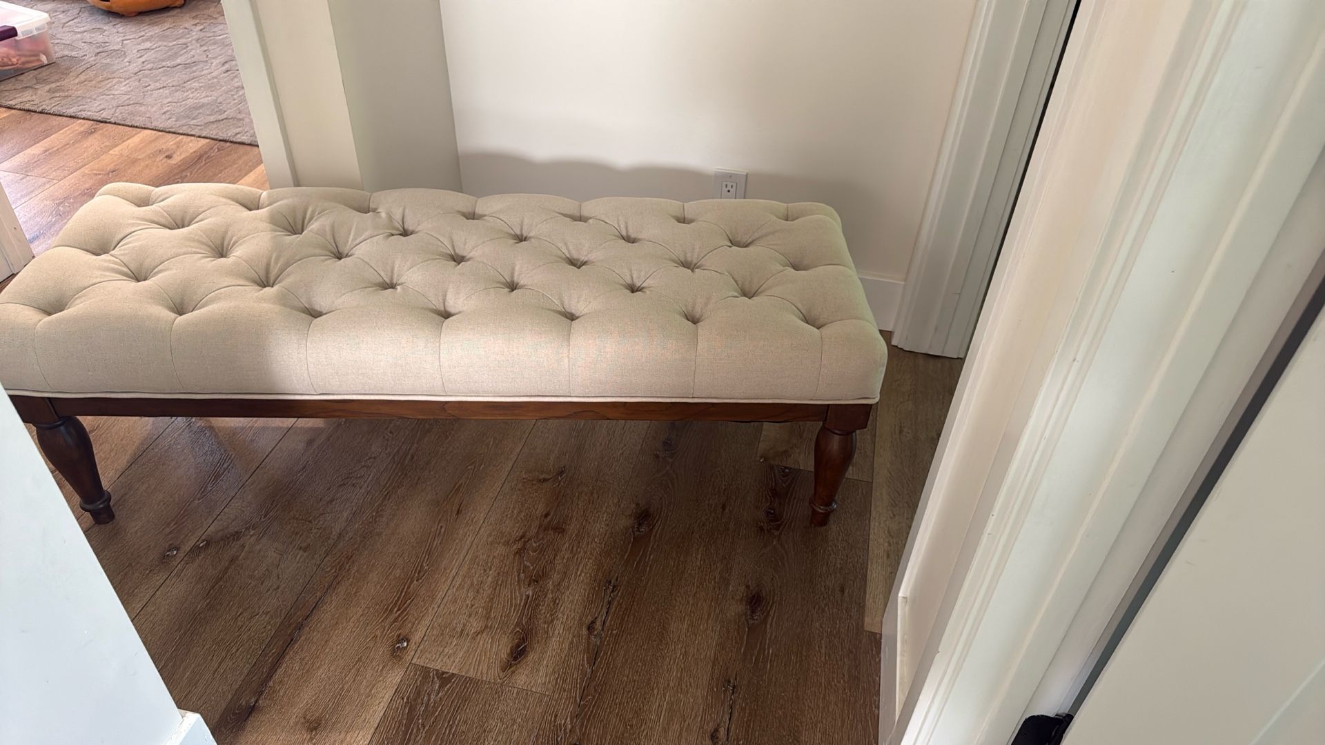 Linen Upholstered Pottery Barn Bench
