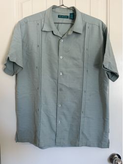 Cubavera Men's Short-Sleeve Guayabera Shirt (Large) - Sage Green