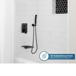 gotonovo 10'' Rain Shower Faucet System Rainfall Shower Head with Handheld Sprayer Waterfall Tub Spout Wall Mounted Mixer Combo Rough-in Valve and Tri