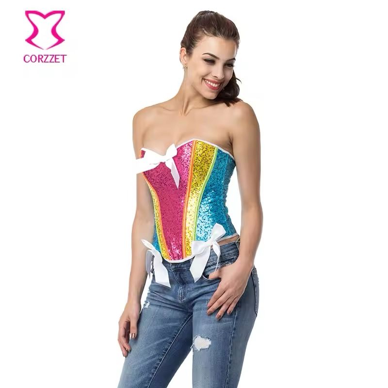 Rainbow Sequin Corset Top