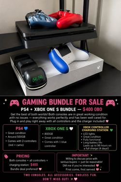 PS4 + Xbox One S Bundle with Controllers and Charger