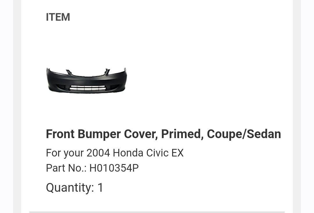 2001, 2002, 2003, 2004 Honda Civic Bumper
