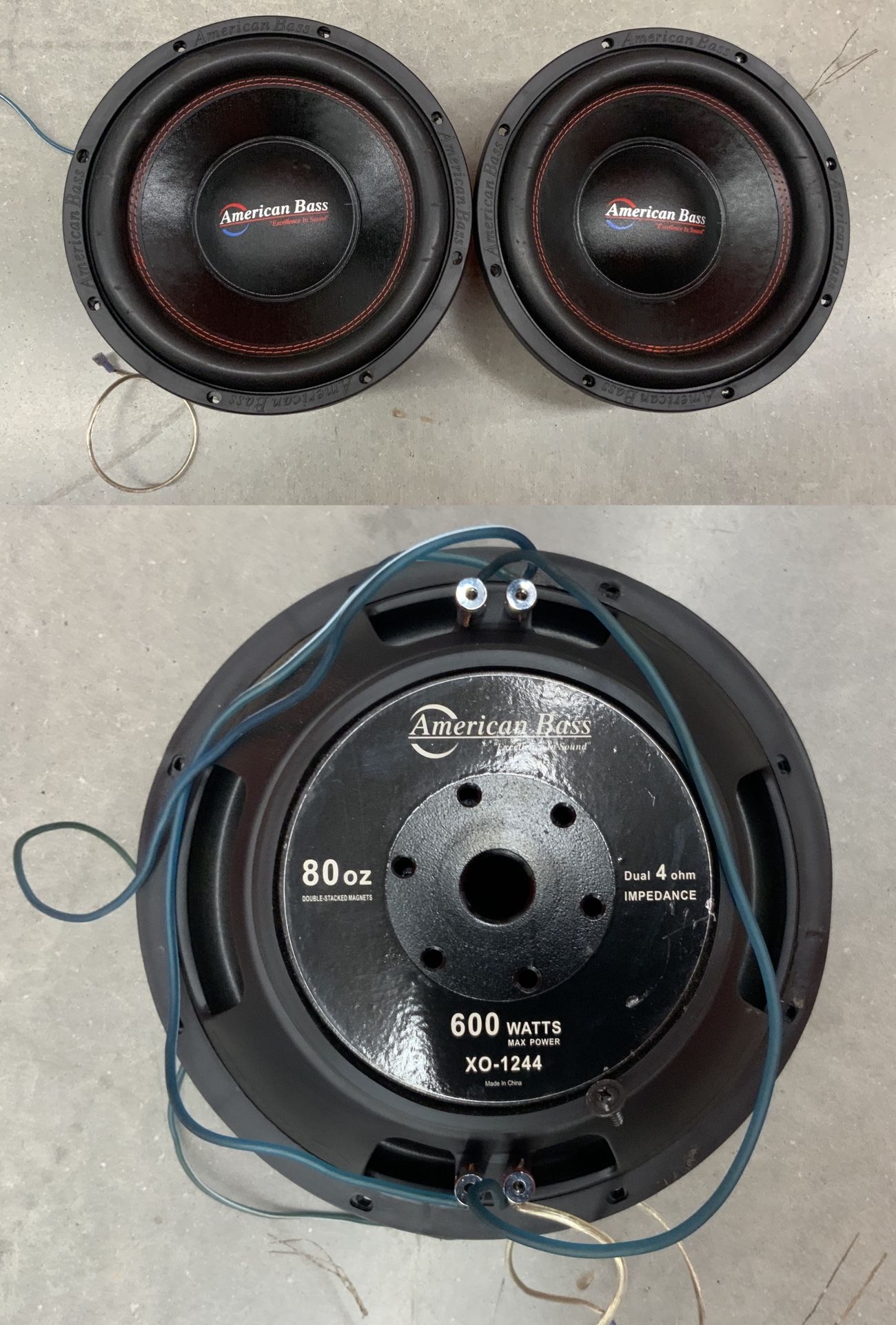🟡 2 AMERICAN BASS XO 12" 600 Max Watts Car Subwoofer... Value $200