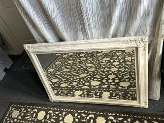 Large White Wood Mirror 
