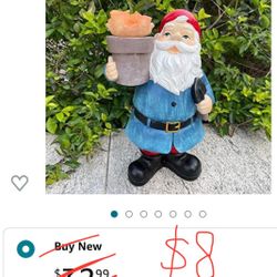 Garden Gnome Statue, Resin Gnome Figurine with Solar LED Lights, Outdoor Statues Garden Decorations for Patio Yard Lawn Porch, Gardening Gifts