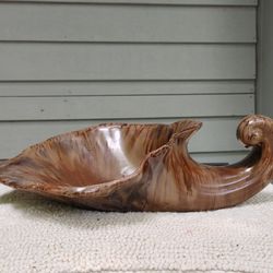 Pottery Cornucopia. Hand Painted. Great For Centerpieces or Flowers