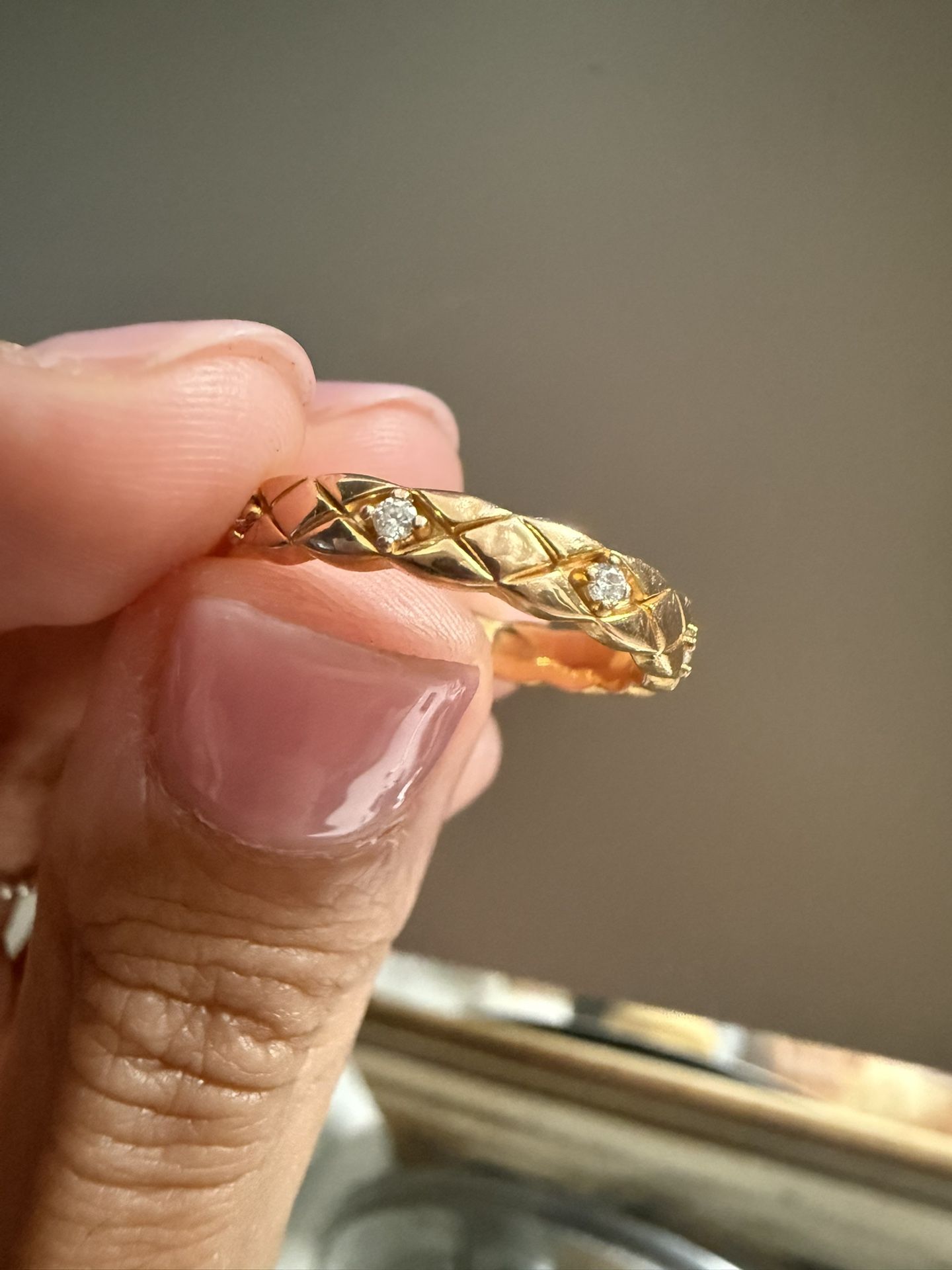 18K Gold argyle Pattern Ring Size 7
