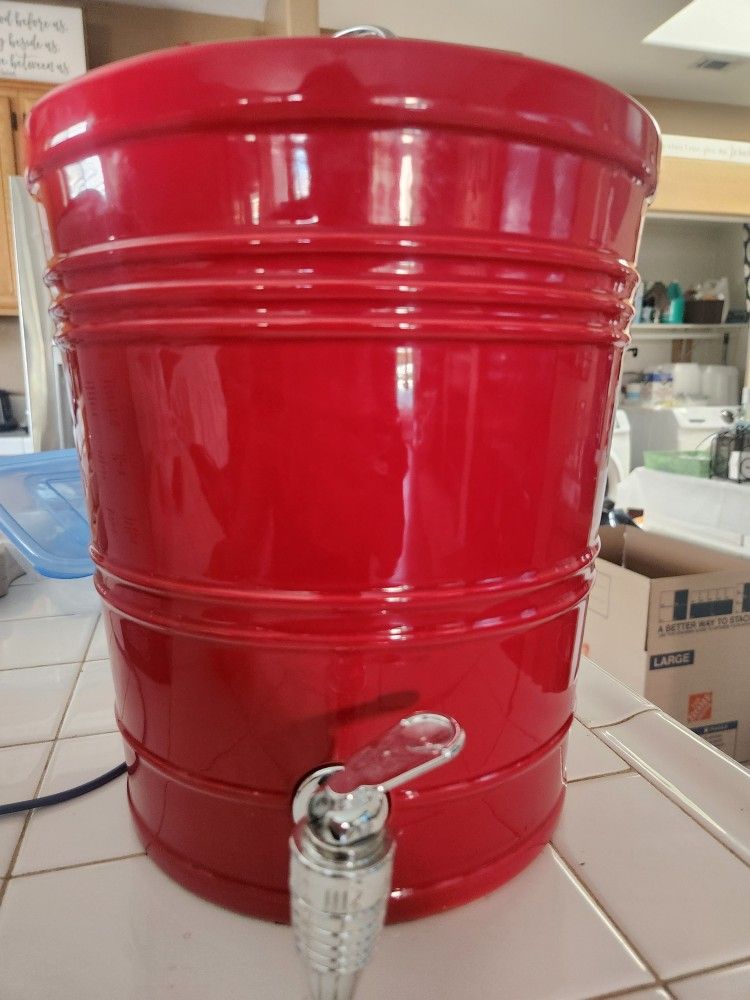 Red Drinks Container Used