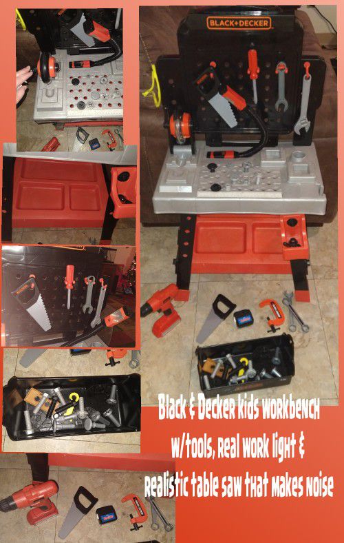 Black & Decker Kids Workbench  & Tools (Realistic Table Saw, Drill & Light)
