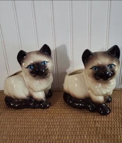 Siamese Cat Planters Vintage