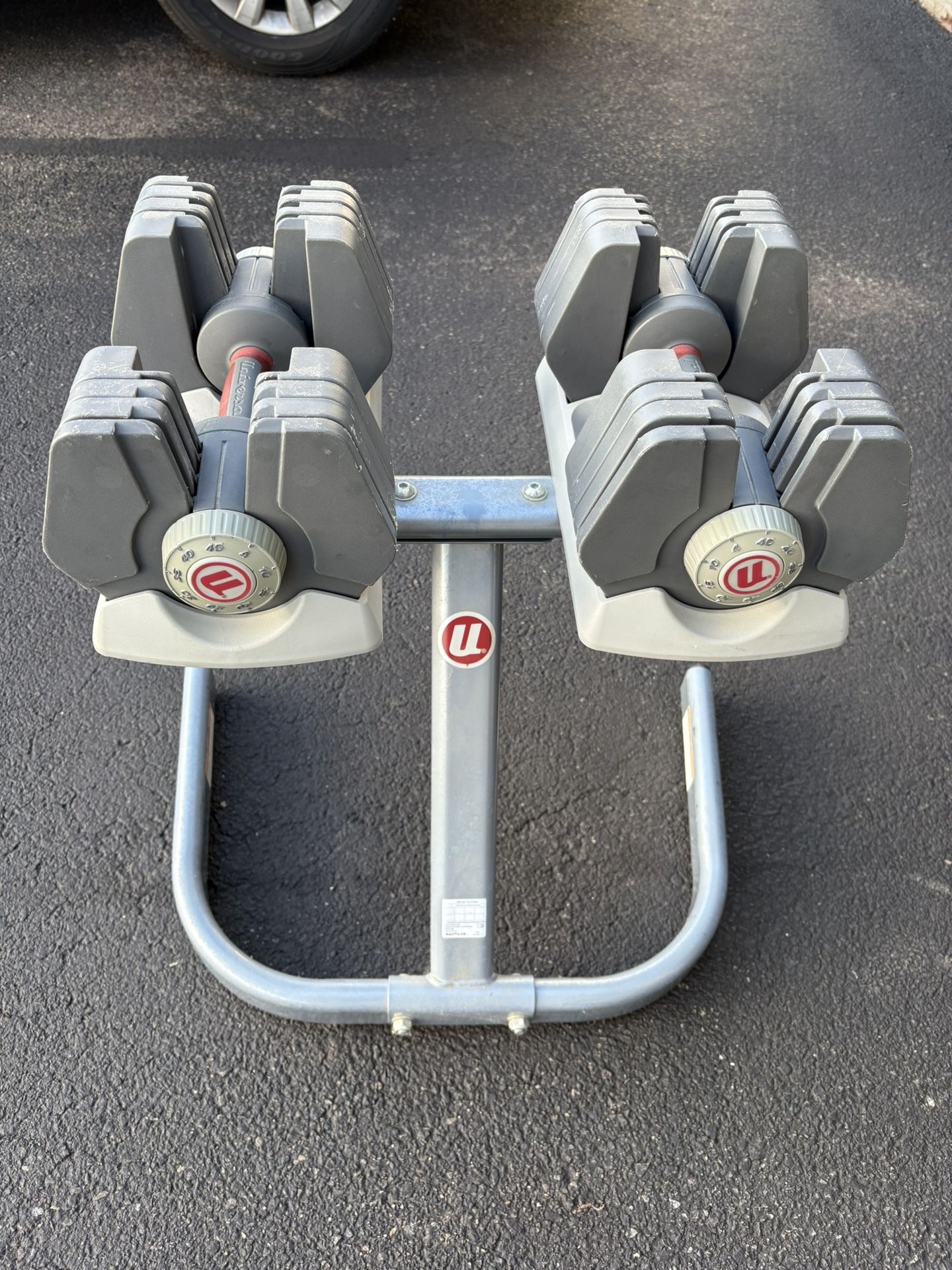 Adjustable Dumbbells 4–45 lbs (Pair) + Stand