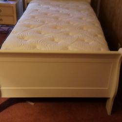 Twin Bed With New Pillow top Mattress And Two Night Stands