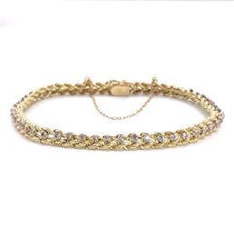 14K Yellow Gold Natural Diamond Tennis Bracelet | Round Brilliant 1.04 TCW, I SI2