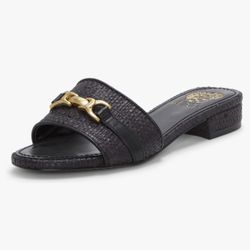 Vince Camuto Women's Maxine Horsebit Slide Sandals Black Size 7.5