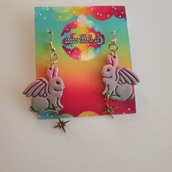 *Brand New* Ombre Winged Bunny Dangle Earrings 
