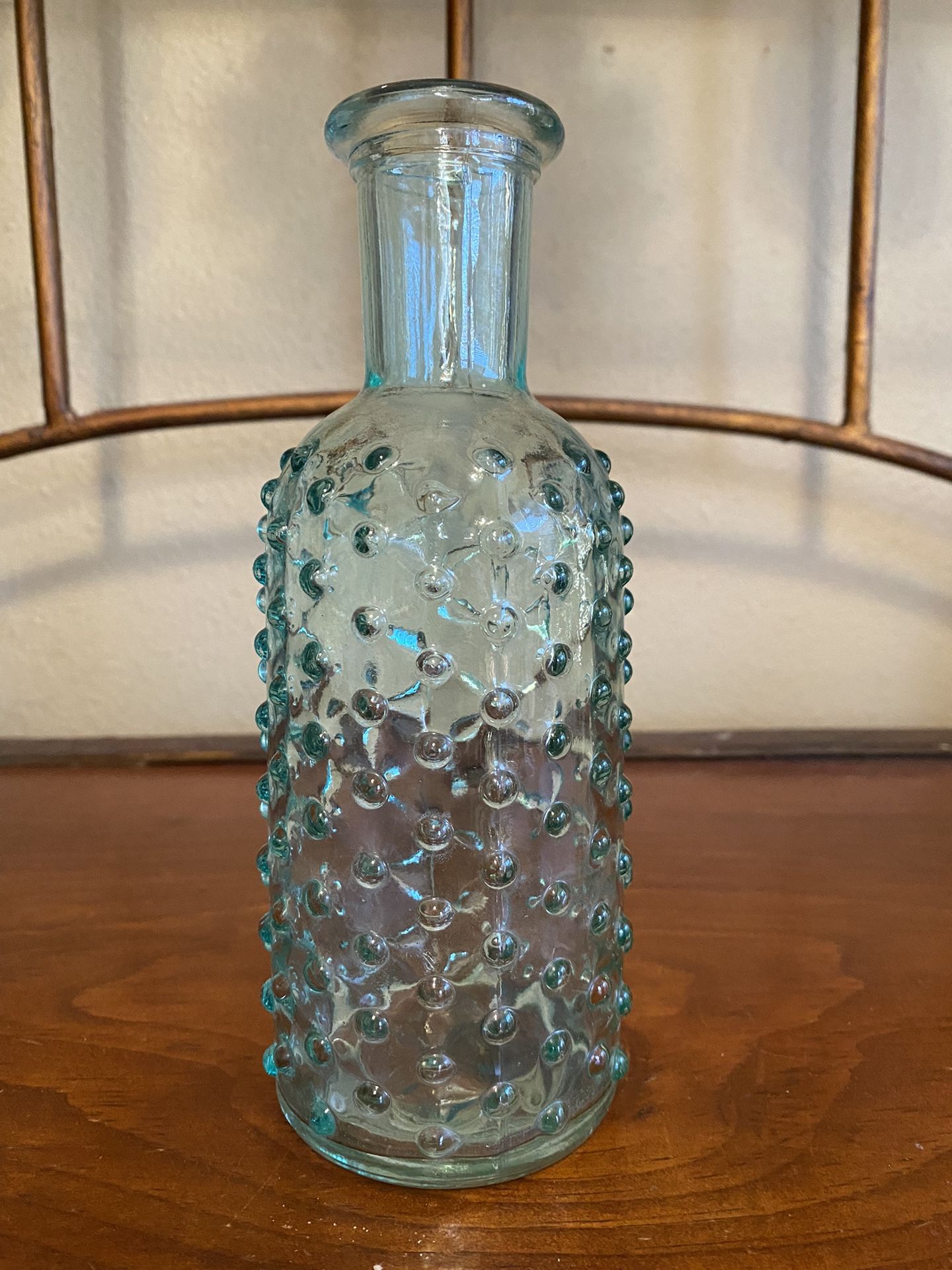 Vintage Clear Aqua 8” Vase