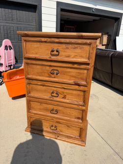 Tall Wood 5-Drawer Dresser Chest