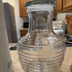 Vintage Beehive Style "Circle Clear" Lidded Carafe, Anchor Hocking USA