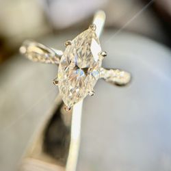 New Certified 2ct S925 marquise brilliant Style VVS1 D color moissanite ring 7