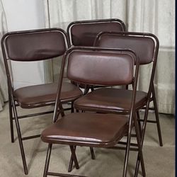 Vintage Folding Chairs With Cushioned Seats (4)