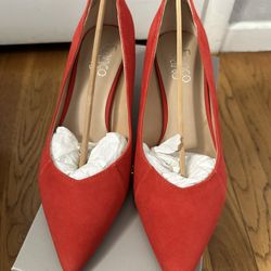 Franco Sarto Red Suede Leather Pumps Heels Shoes Size 7M