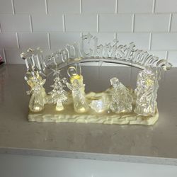 Vintage Light Up Merry Christmas Nativity Set