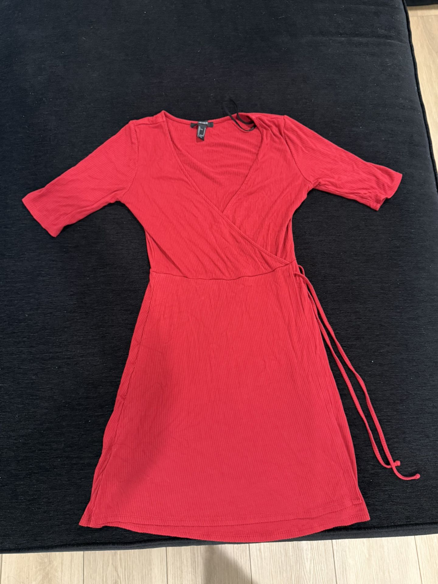 Red Dress With Extra Black Dress, Black Skirt, And Cargo Pants