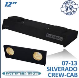 Black 12" Dual Sealed Sub Box, Fits 07-13 Chevy Silverado Crew-Cab
