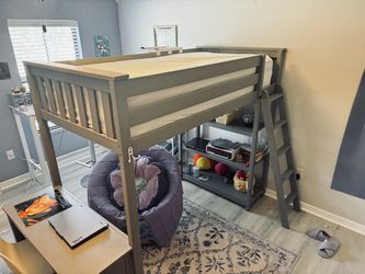 Max & Lily Grey (or White) Loft Bed set, Twin mattress with desk, desk chair and 3 bookshelves