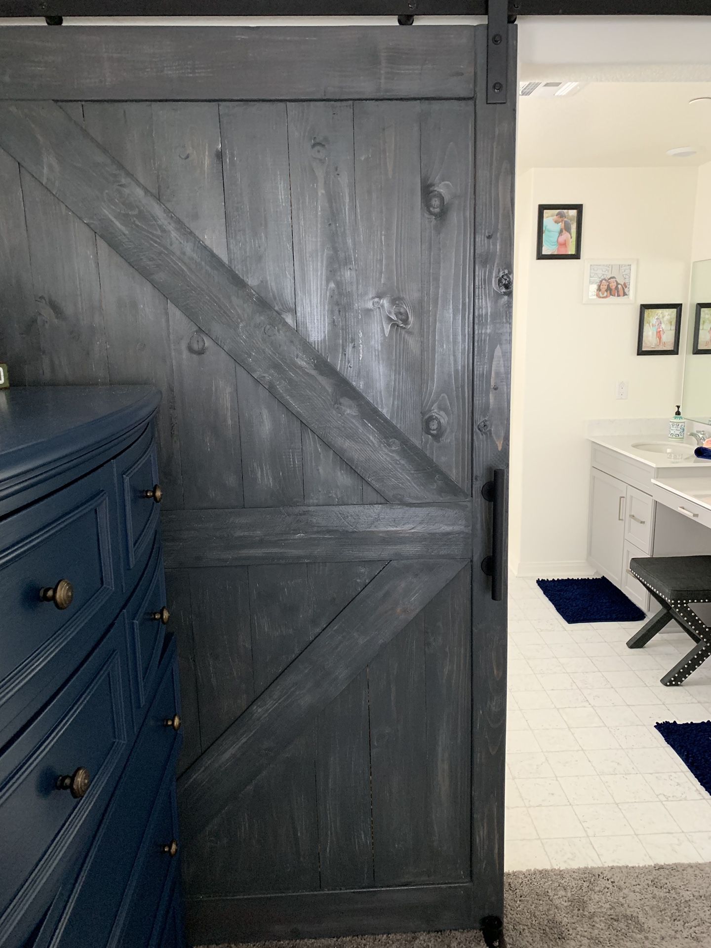 Master bathroom barn doors
