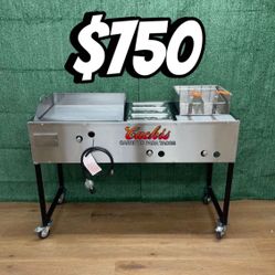 24” Griddle 3 Warming Trays & 2 Basket Deep Fryer | Includes Hose with Regulator & 2 Baskets