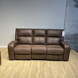 Brown Fabric Manual Recliner Reclining Sofa Couch