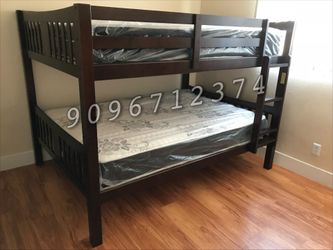 Full full size Expresso Bunkbed with orthopedic mattress included