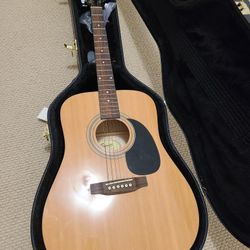 Squier Fender Acoustic Guitar With Case And More 