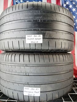 🎁 2 USED TIRES 325/30ZR21 MICHELIN PILOT SUPER SPORT MAX PERFORMANCE SUMMER 325/30R21
