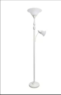 Elegant Designs 71-in White Torchiere with reading light Floor Lamp