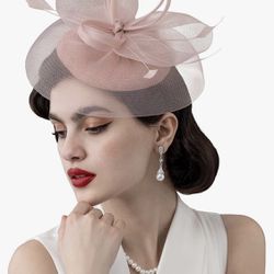 New Fascinators Headband Tea Party Hats Royal Wedding Hat Feather Mesh Hair clip