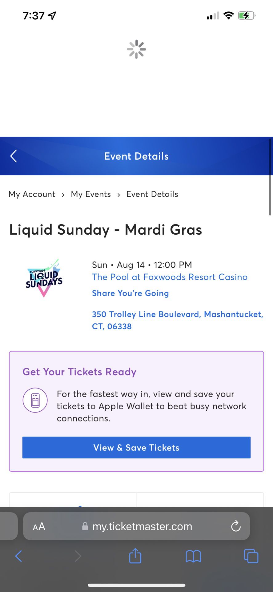 Selling Tickets To Foxwoods Liquid Sunday August 14