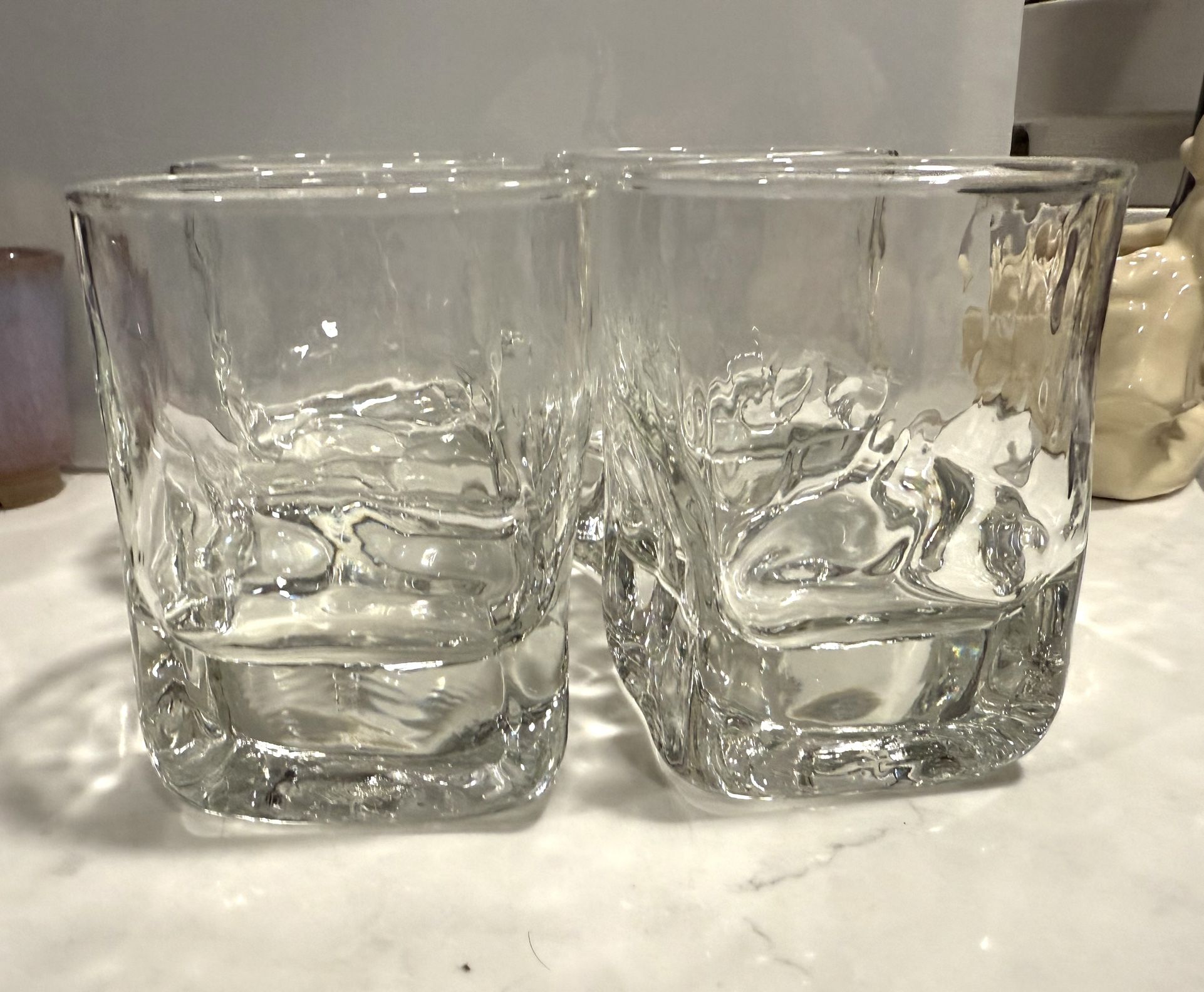Set of 4 -MCM Durobor Quartz Double Old Fashioned Glasses, Rock Glasses, Barware, Weighted Bottom, Belgium Made