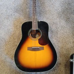 Zager EZ-Play Acoustic Guitar w/ Case & Clip On Tuner